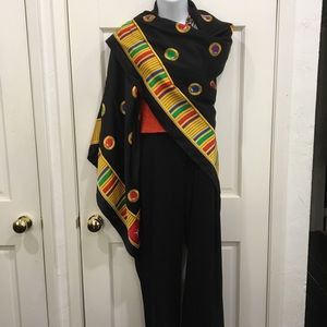 Paloma Picasso for Tiffany black with bright color details silk scarf